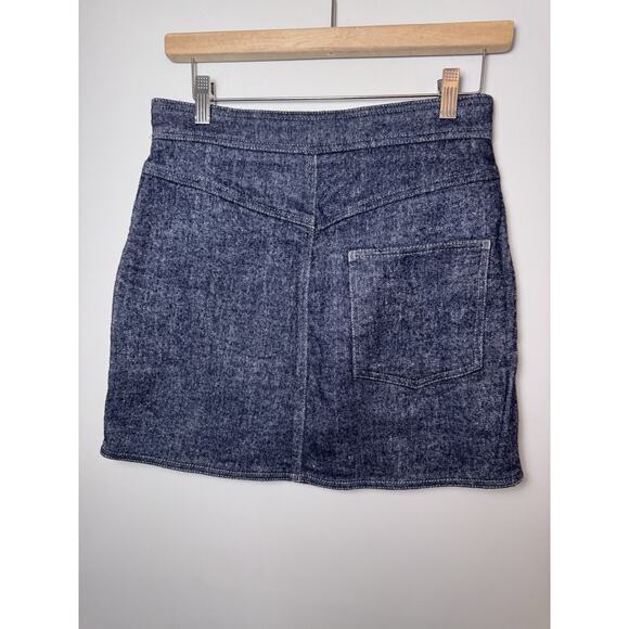LVIR LA Project Mélange Denim Mini Skirt Blue Sz M Zip Fly Mid Wash Pockets NWT - Picture 10 of 15